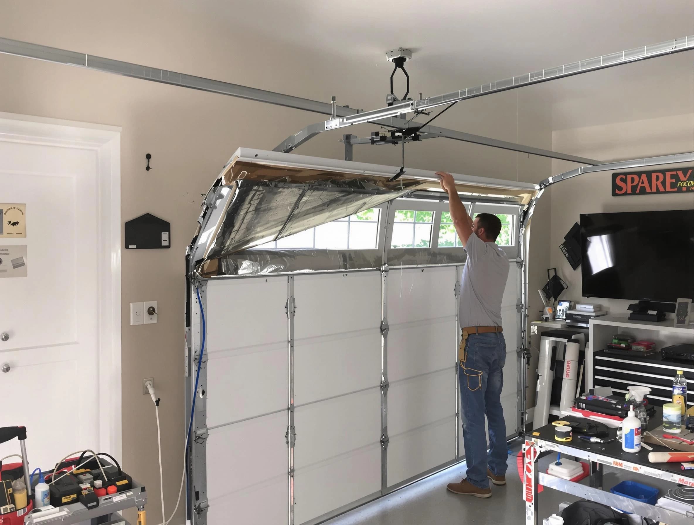 Garage door section replacement by Medford Garage Door Repair in Medford