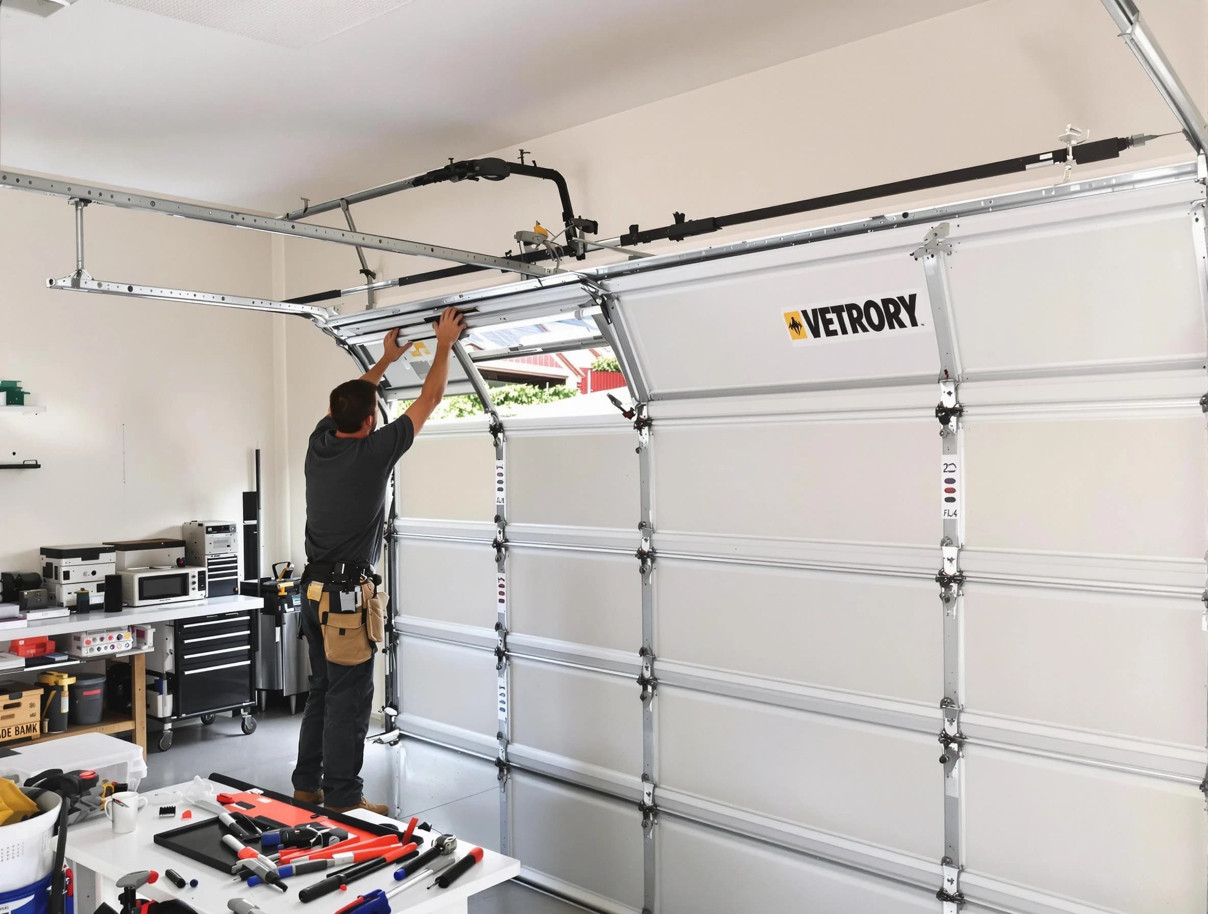 Medford Garage Door Repair technician performing section replacement in Medford