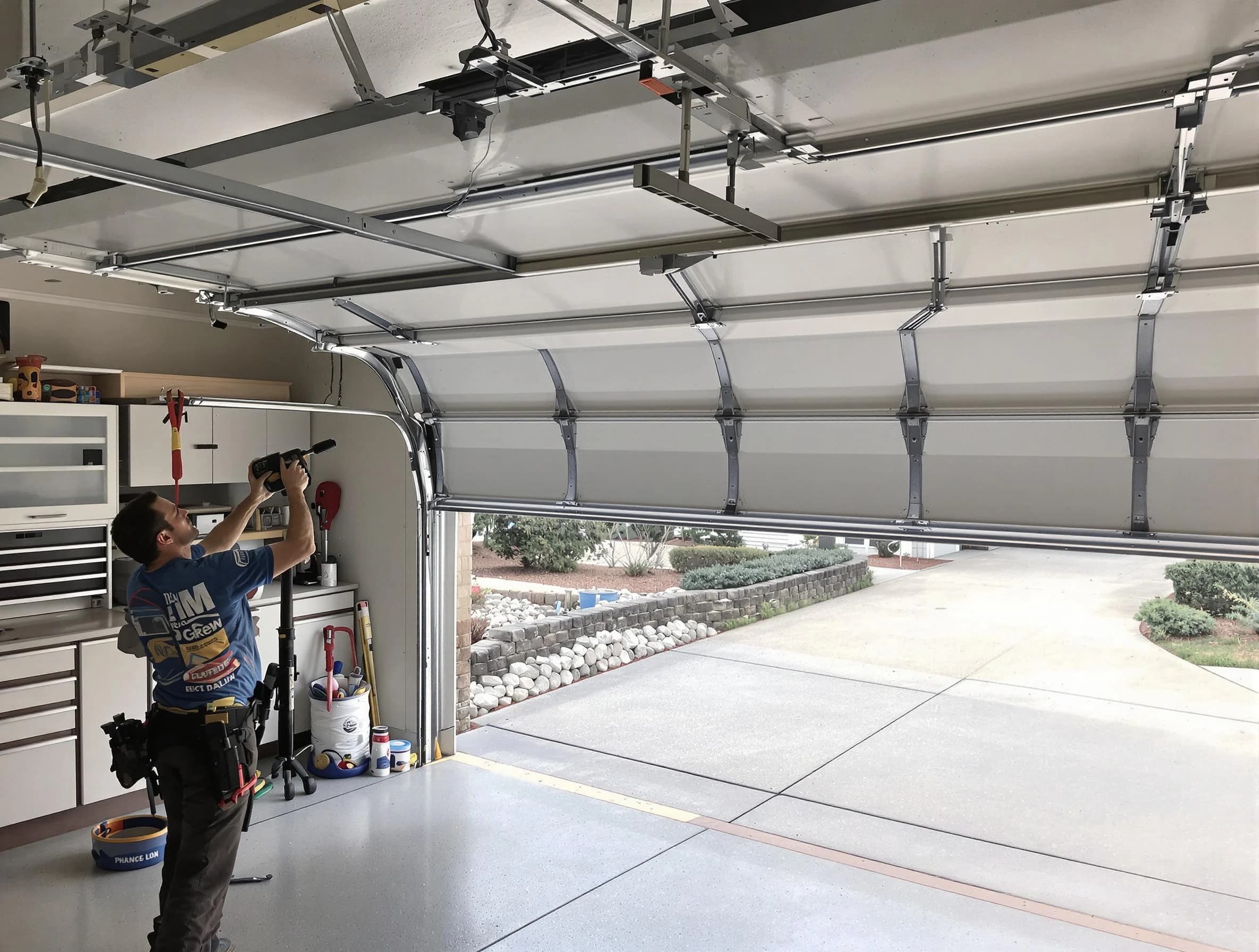 Garage door track repair service by Medford Garage Door Repair in Medford