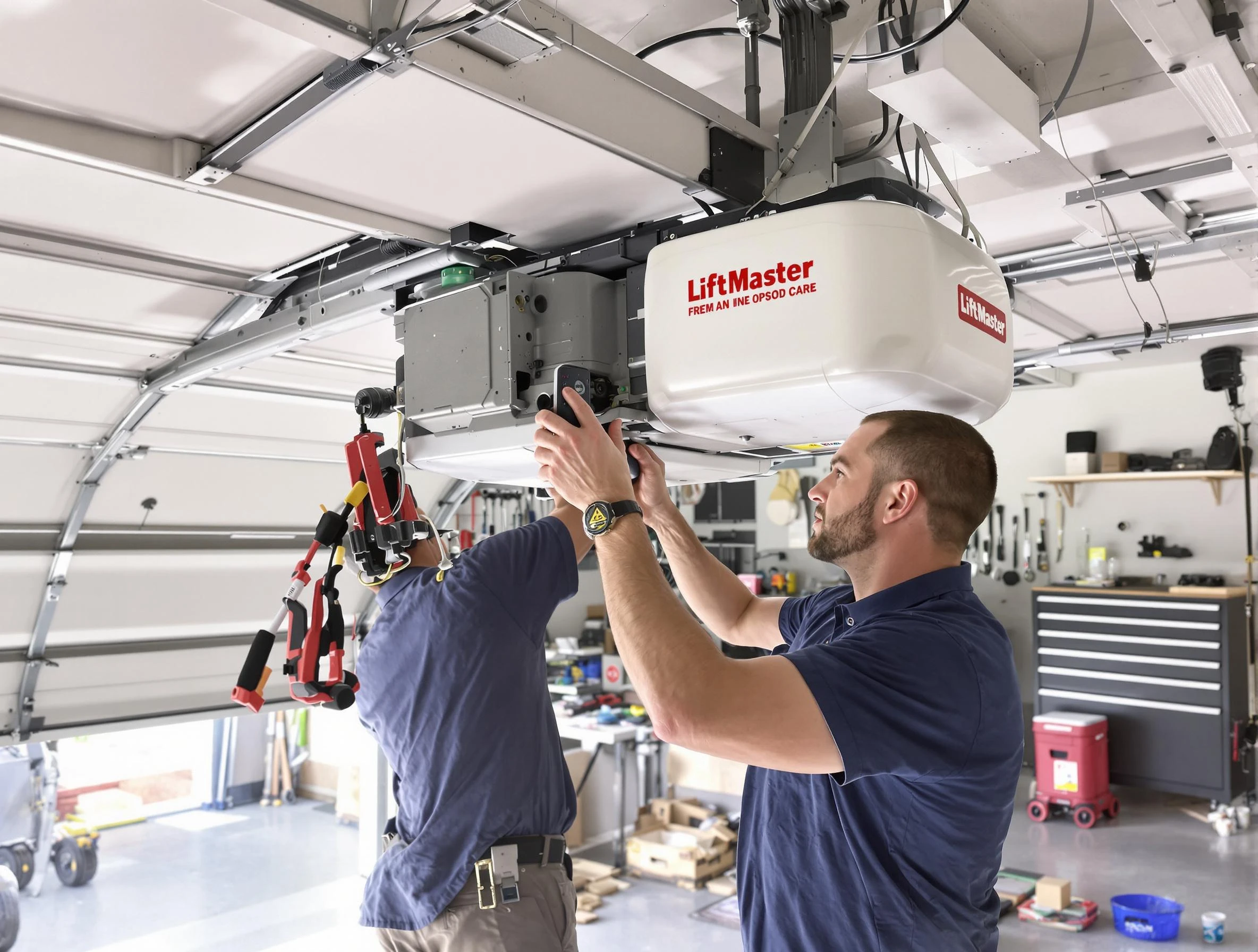 Medford Garage Door Repair technician performing advanced diagnostics on garage opener in Medford